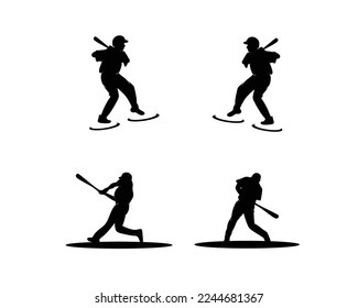 Baseball logo silhouette collection set