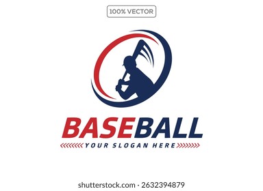 baseball logo with silhouette of baseball player design template in transparant background  