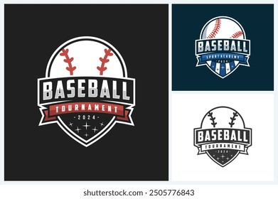 Baseball logo sport design template, baseball sport emblem vector, baseball tournament logo badge design vector illustration