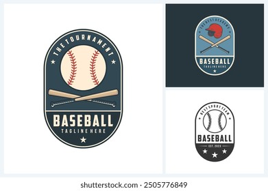 Baseball logo sport design template, baseball sport emblem vector, baseball tournament logo badge design vector illustration