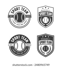 Baseball logo team Badges set. Baseball logo vector illustration, emblem set collection, design template of baseball sport