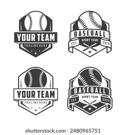 Baseball logo team Badges set. Baseball logo vector illustration, emblem set collection, design template of baseball sport