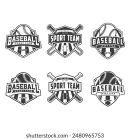 Baseball logo team Badges set. Baseball logo vector illustration, emblem set collection, design template of baseball sport