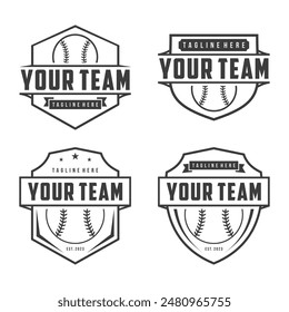 Baseball logo team Badges set. Baseball logo vector illustration, emblem set collection, design template of baseball sport