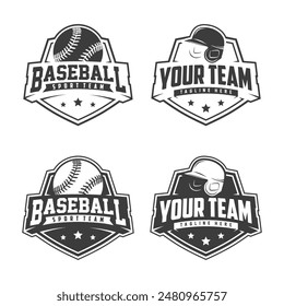 Conjunto de insignias del equipo de logotipo de béisbol. Ilustración vectorial del logotipo del béisbol, colección del sistema del emblema, Plantilla del diseño del deporte del béisbol