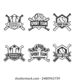 Baseball logo team Badges set. Baseball logo vector illustration, emblem set collection, design template of baseball sport