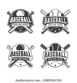 Conjunto de insignias del equipo de logotipo de béisbol. Ilustración vectorial del logotipo del béisbol, colección del sistema del emblema, Plantilla del diseño del deporte del béisbol