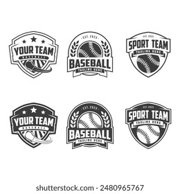 Baseball logo team Badges set. Baseball logo vector illustration, emblem set collection, design template of baseball sport