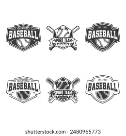 Baseball logo team Badges set. Baseball logo vector illustration, emblem set collection, design template of baseball sport