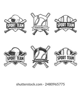 Baseball logo team Badges set. Baseball logo vector illustration, emblem set collection, design template of baseball sport