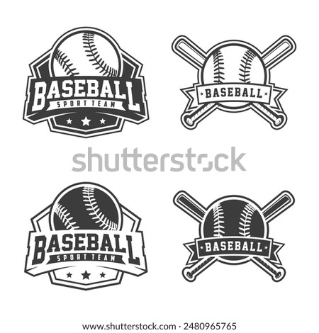 Baseball logo team Badges set. Baseball logo vector illustration, emblem set collection, design template of baseball sport