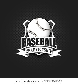 Baseball logo template design. Black and White. Vintage Style. Isolated on black background. Vector illustration
