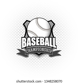 Baseball logo template design. Black and White. Vintage Style. Isolated on white background. Vector illustration