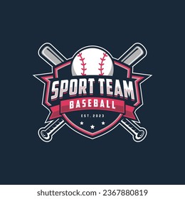 estilo emblema de la plantilla del logotipo de béisbol. adecuado para emblemas de clubes deportivos, concursos, campeonatos, torneos, diseños de camisetas, etc.