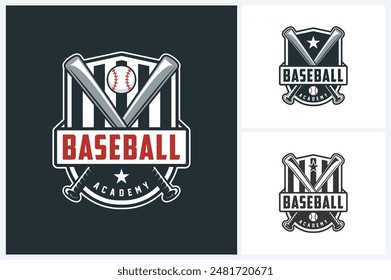 baseball logo template emblem style. baseball vector illustration suitable for sports club emblems, competitions, championships, tournaments, t-shirt designs, sticker etc.