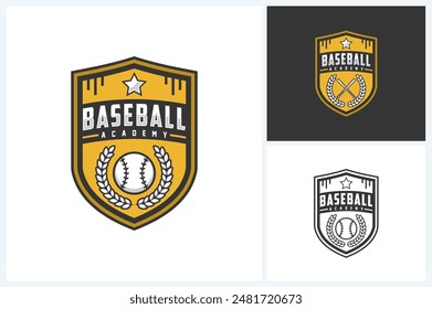 baseball logo template emblem style. baseball vector illustration suitable for sports club emblems, competitions, championships, tournaments, t-shirt designs, sticker etc.