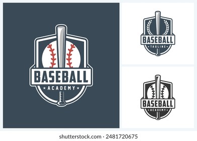 baseball logo template emblem style. baseball vector illustration suitable for sports club emblems, competitions, championships, tournaments, t-shirt designs, sticker etc.