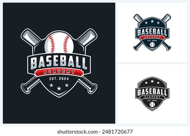 baseball logo template emblem style. baseball vector illustration suitable for sports club emblems, competitions, championships, tournaments, t-shirt designs, sticker etc.