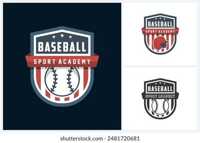 baseball logo template emblem style. baseball vector illustration suitable for sports club emblems, competitions, championships, tournaments, t-shirt designs, sticker etc.