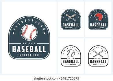 baseball logo template emblem style. baseball vector illustration suitable for sports club emblems, competitions, championships, tournaments, t-shirt designs, sticker etc.