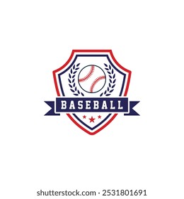 Baseball-Logo-Vorlage in Form eines Emblems. Entwürfe von Emblemen, Wettbewerben, Titeln und Wettbewerben von Sportvereinen