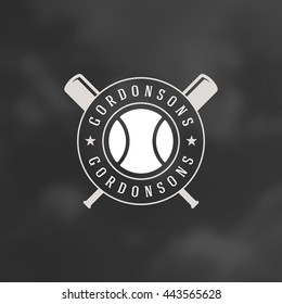 Baseball Logo Template. Vector Design Element Vintage Style Label Retro Illustration. Ball And Bat Silhouettes.