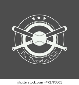 Baseball Logo Template. Vector Design Element Vintage Style Label Retro illustration. Ball and Bat Silhouettes.