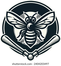 Baseball logo vector animation animall bee grey