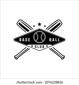 baseball logo vintage vector illustration template icon graphic design. ball and bat retro symbol sport silhouette for professional club and academy