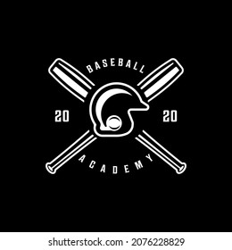 baseball logo vintage vector illustration template icon graphic design. ball bat and helmet retro symbol sport silhouette for professional club and academy with typography