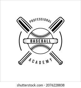 baseball logo vintage vector illustration template icon graphic design. ball and bat retro symbol sport silhouette for professional club and academy