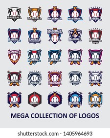 Baseball logos. Set of 25 baseball labels for your business. Modern design templates for sport