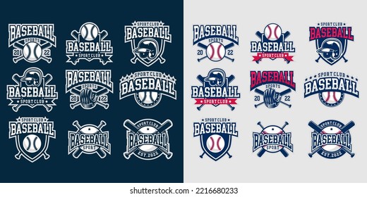 Baseball logotype collections template. Modern logo and symbol of sport. Bat stick and helmet concept. Vaector eps 10