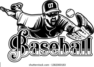 Baseball Logotype With Players Glove And Ball