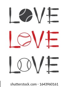 Baseball LOVE Symbol Vector Illustration