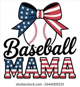 Baseball  Mama- Baseball Typography T-shirt Vector, Trending Baseball Sports Illustration, Sports Mom Sayings