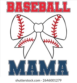 Baseball Mama- Baseball Typography T-shirt Vector, Trending Baseball Sports Illustration, Sports Mom Sayings