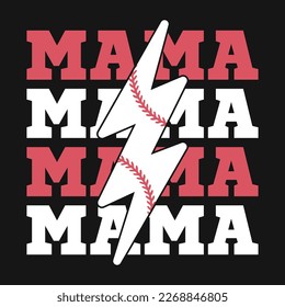 Baseball Mama Typografie Vector T-Shirt