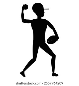 Baseball Man Silhouette Bundle Icon for Sports and Athletic Themes