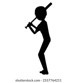 Baseball Man Silhouette Bundle Icon for Sports and Athletic Themes