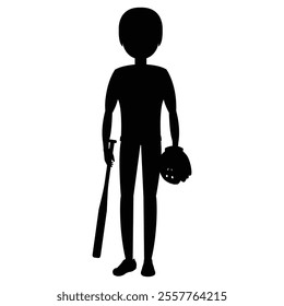 Baseball Man Silhouette Bundle Icon for Sports and Athletic Themes