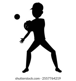 Baseball Man Silhouette Bundle Icon for Sports and Athletic Themes