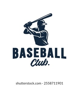 baseball man silhouette retro logo design vector template illustration