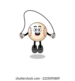 caricatura de mascota de béisbol está jugando a saltar la cuerda , diseño de personajes