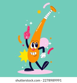 Baseball Mascot Cartoon Retro Vintage Illustration