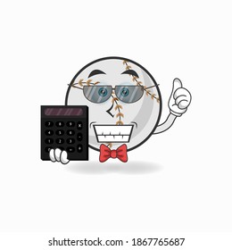 The Baseball mascot character becomes an accountant. vector illustration