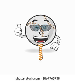 The Baseball mascot character becomes a businessman. vector illustration