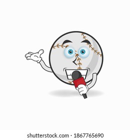 The Baseball mascot character becomes a host. vector illustration