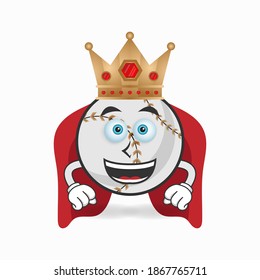 The Baseball mascot character becomes a king. vector illustration