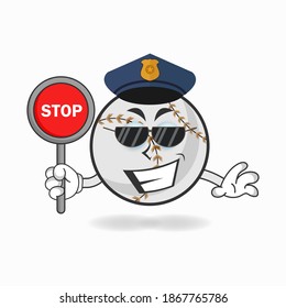 The Baseball mascot character becomes a policeman. vector illustration